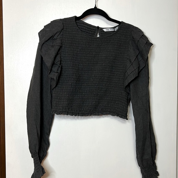 Zara Cropped Peasant shirt - Picture 1 of 6